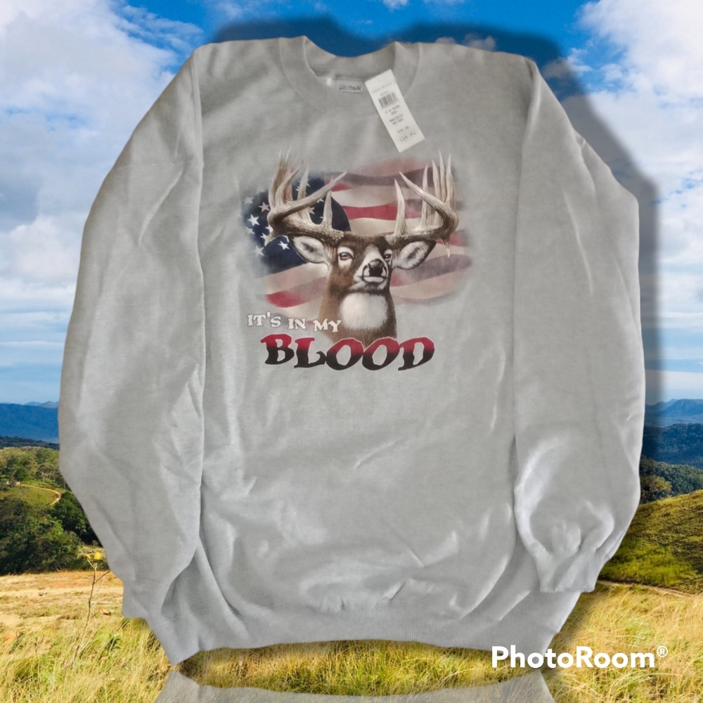 Gander Mountain "It's In My Blood" Grey Adult 2XL Sweatshirt
